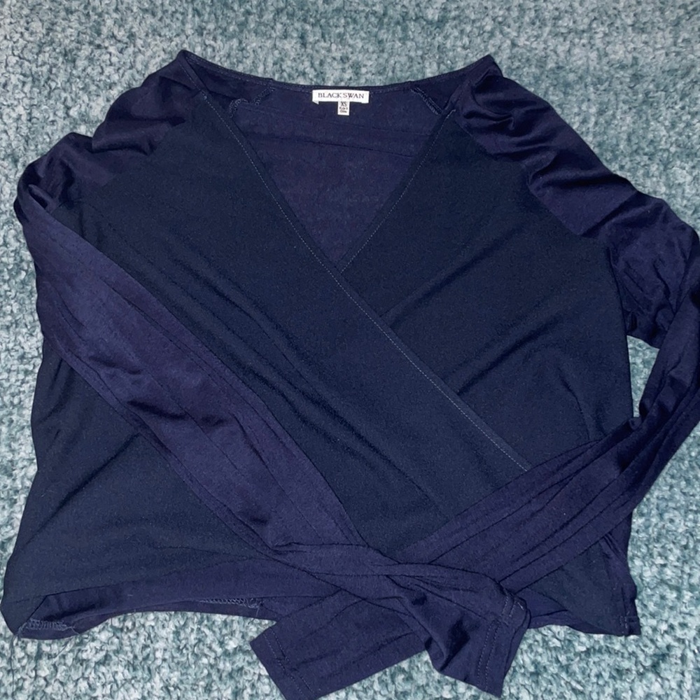 Draped low-cut long sleeve top